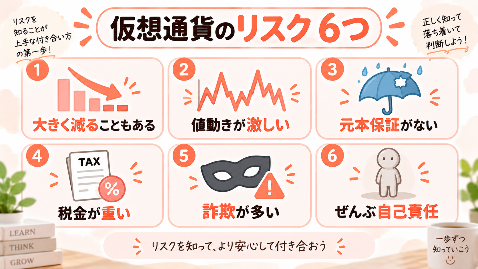 仮想通貨の6つのリスクをまとめた図解